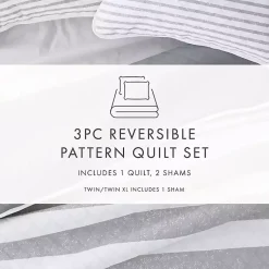 Kirklands Home Quilts|Gray Striped Reversible 2-pc. Twin Quilt Set
