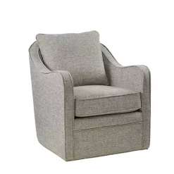 Kirklands Home Accent Chairs|Swivel Upholstered Wide Seat Accent Chair Gray