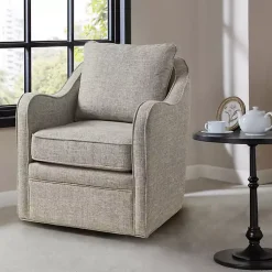 Kirklands Home Accent Chairs|Swivel Upholstered Wide Seat Accent Chair Gray