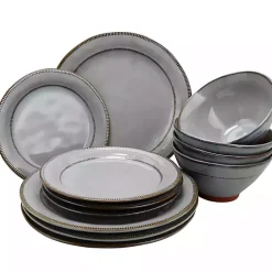 Kirklands Home Dinnerware|Terracotta 12-pc. Dinnerware Set Gray