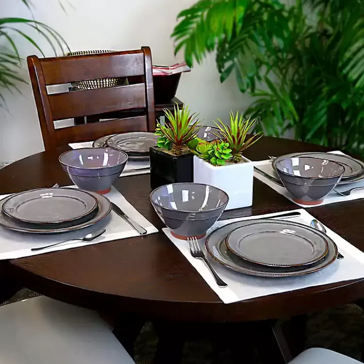 Kirklands Home Dinnerware|Terracotta 12-pc. Dinnerware Set Gray