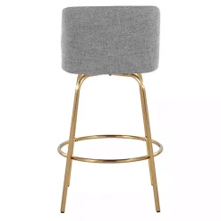 Kirklands Home Bar Stools & Counter Height Stools|Torino Gold Leg Counter Stools, Set of 2 Gray