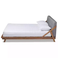 Kirklands Home Beds & Headboards|Tufted and Natural Walnut King Platform Bed Gray