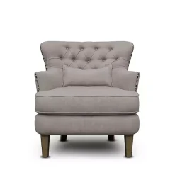 Kirklands Home Accent Chairs|Tufted Armchair with Lumbar Pillow Gray