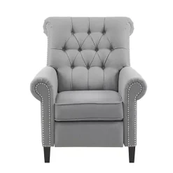 Kirklands Home Accent Chairs|Tufted Back Nailhead Trim Recliner Armchair Gray