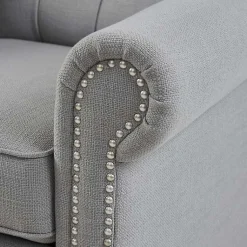 Kirklands Home Accent Chairs|Tufted Back Nailhead Trim Recliner Armchair Gray