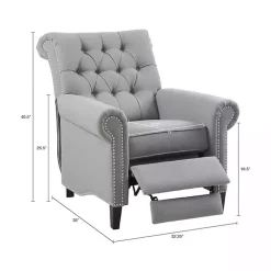 Kirklands Home Accent Chairs|Tufted Back Nailhead Trim Recliner Armchair Gray