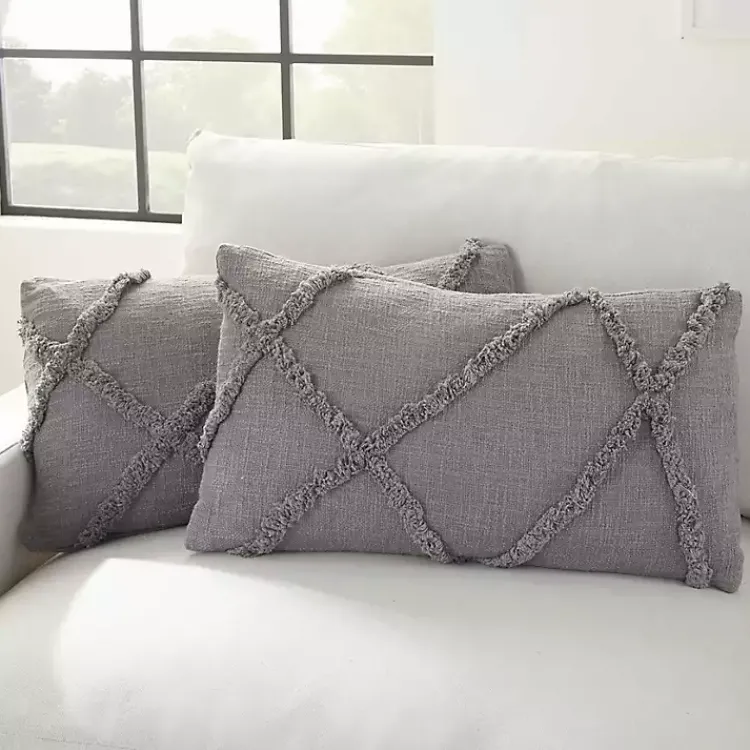 Outlet Tufted Diamond Lumbar Pillows, Set of 2 Pillows
