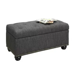 Kirklands Home Benches & Ottomans|Tufted Jess Storage Ottoman Bench Gray