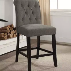 Kirklands Home Bar Stools & Counter Height Stools|Tufted Landon Counter Stools, Set of 2 Gray