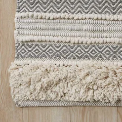 Kirklands Home Bathroom Rugs|Tufted Stripes Woven Bath Mat Gray