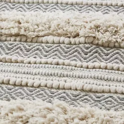 Kirklands Home Bathroom Rugs|Tufted Stripes Woven Bath Mat Gray