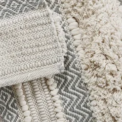 Kirklands Home Bathroom Rugs|Tufted Stripes Woven Bath Mat Gray