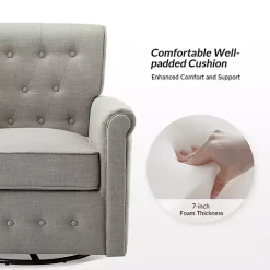 Kirklands Home Accent Chairs|Tufted Swivel Armchair Gray