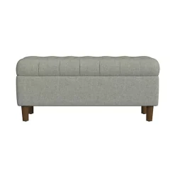 Kirklands Home Benches & Ottomans|Tufted Upholstered Storage Bench Gray
