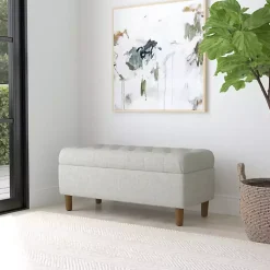 Kirklands Home Benches & Ottomans|Tufted Upholstered Storage Bench Gray