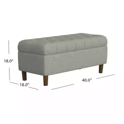 Kirklands Home Benches & Ottomans|Tufted Upholstered Storage Bench Gray