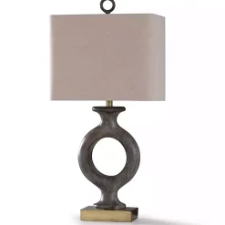 Kirklands Home Table Lamps|Gray Tweed Open Hoop Table Lamp Tan
