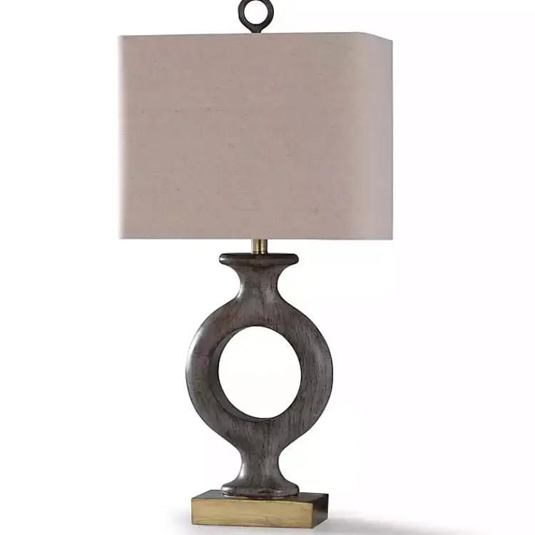 Kirklands Home Table Lamps|Gray Tweed Open Hoop Table Lamp Tan