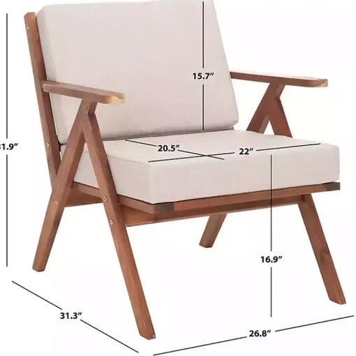 Kirklands Home Outdoor Seating|Upholstered Acacia Wood Outdoor Chair Gray