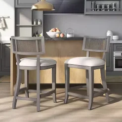 Kirklands Home Bar Stools & Counter Height Stools|Gray Upholstered Farmhouse Counter Stool