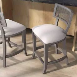 Kirklands Home Bar Stools & Counter Height Stools|Gray Upholstered Farmhouse Counter Stool