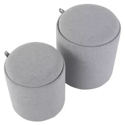 Kirklands Home Benches & Ottomans|Upholstered Ottomans with Tray Tops, Set of 2 Gray