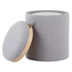 Kirklands Home Benches & Ottomans|Upholstered Ottomans with Tray Tops, Set of 2 Gray