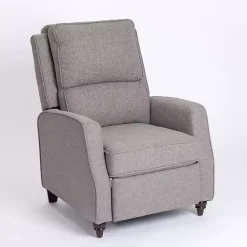 Kirklands Home Accent Chairs|Upholstered Rowan Push Back Recliner Gray