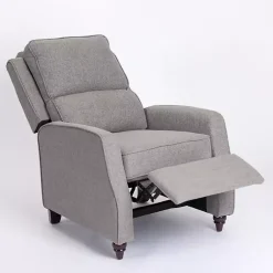 Kirklands Home Accent Chairs|Upholstered Rowan Push Back Recliner Gray