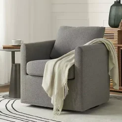 Kirklands Home Accent Chairs|Upholstered Vasser Slipcover Swivel Chair Gray