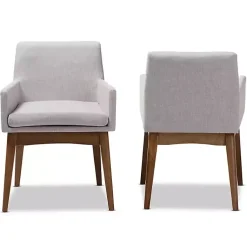 Kirklands Home Dining Chairs|Upholstered Walnut Dining Chairs, Set of 2 Gray