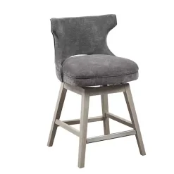 Kirklands Home Bar Stools & Counter Height Stools|Upholstered Wood Swivel Counter Stool Gray