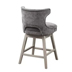Kirklands Home Bar Stools & Counter Height Stools|Upholstered Wood Swivel Counter Stool Gray