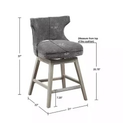 Kirklands Home Bar Stools & Counter Height Stools|Upholstered Wood Swivel Counter Stool Gray