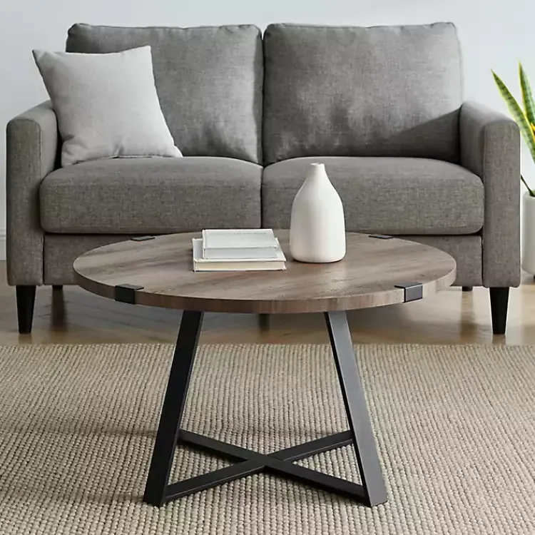 Kirklands Home Coffee Tables|Urban Rustic Round Coffee Table Gray