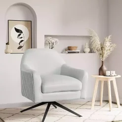 Kirklands Home Accent Chairs|Velvet Swivel Accent Chair Gray