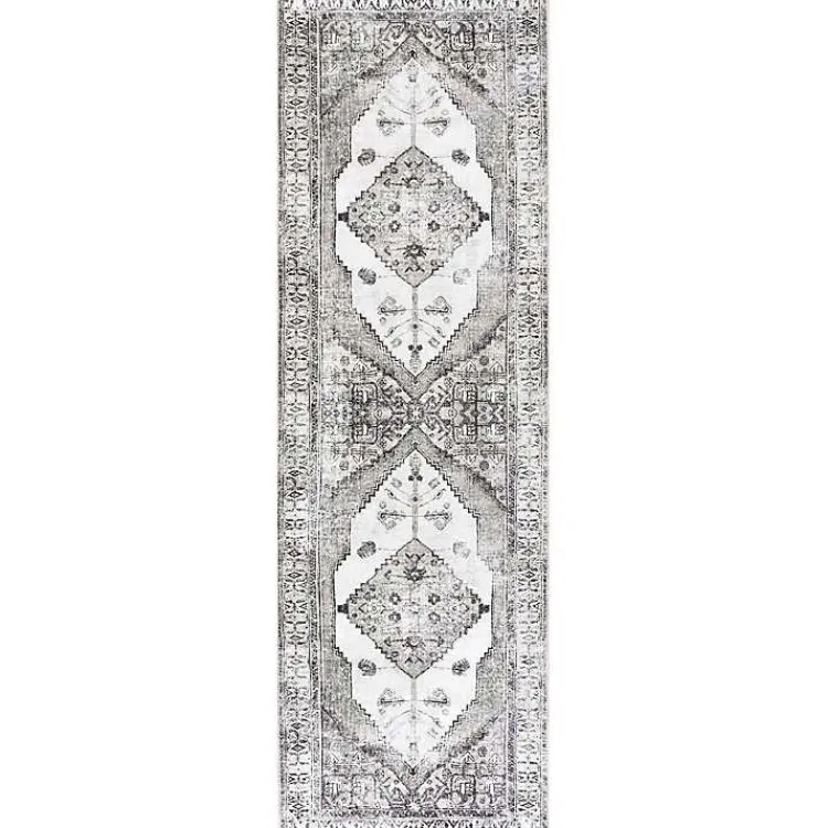 Kirklands Home Area Rugs|Gray Vintage Medallion Washable Runner