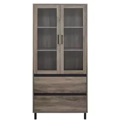 Kirklands Home Cabinets & Sideboards|Wash Glass Door Storage Hutch Gray