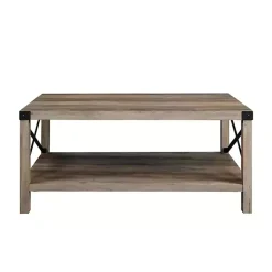 Kirklands Home Coffee Tables|Wash Industrial X-Frame Coffee Table Gray