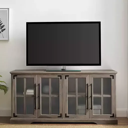 Kirklands Home Tv Stands & Media Consoles|Wash Window 4-Door TV Stand Gray