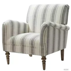 Kirklands Home Accent Chairs|Gray White Carved Slope Stripe Accent Chair