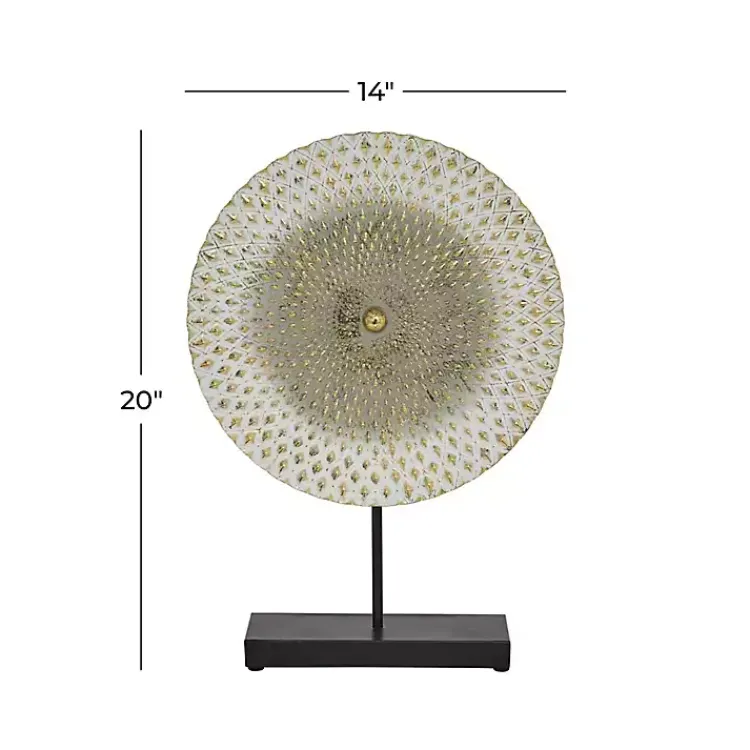 Outlet White Gold Carved Mandala Metal Sculpture Statues & Figurines