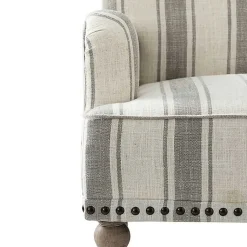 Kirklands Home Accent Chairs|Gray White Stripe Upholstered Accent Chair