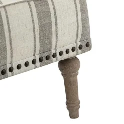 Kirklands Home Accent Chairs|Gray White Stripe Upholstered Accent Chair