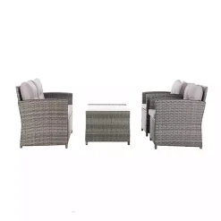Kirklands Home Outdoor Sets|Wicker 4-pc. Deluxe Outdoor Living Set Gray