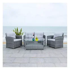 Kirklands Home Outdoor Sets|Wicker 4-pc. Deluxe Outdoor Living Set Gray