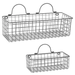 Kirklands Home Shelves|Gray Wire Wall Baskets, Set of 2