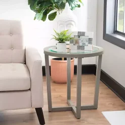 Kirklands Home Coffee Tables|Wood & Glass Top 3-pc. Table Set Gray