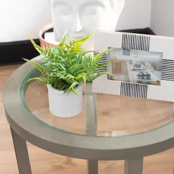 Kirklands Home Coffee Tables|Wood & Glass Top 3-pc. Table Set Gray